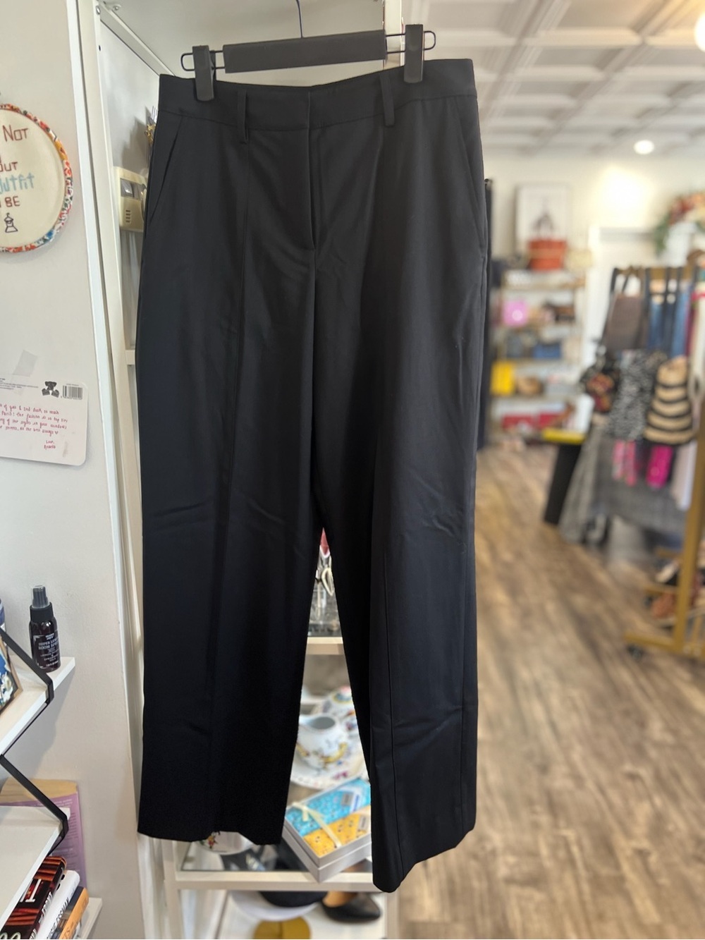 Women's Black Tailored Straight-Leg Trousers